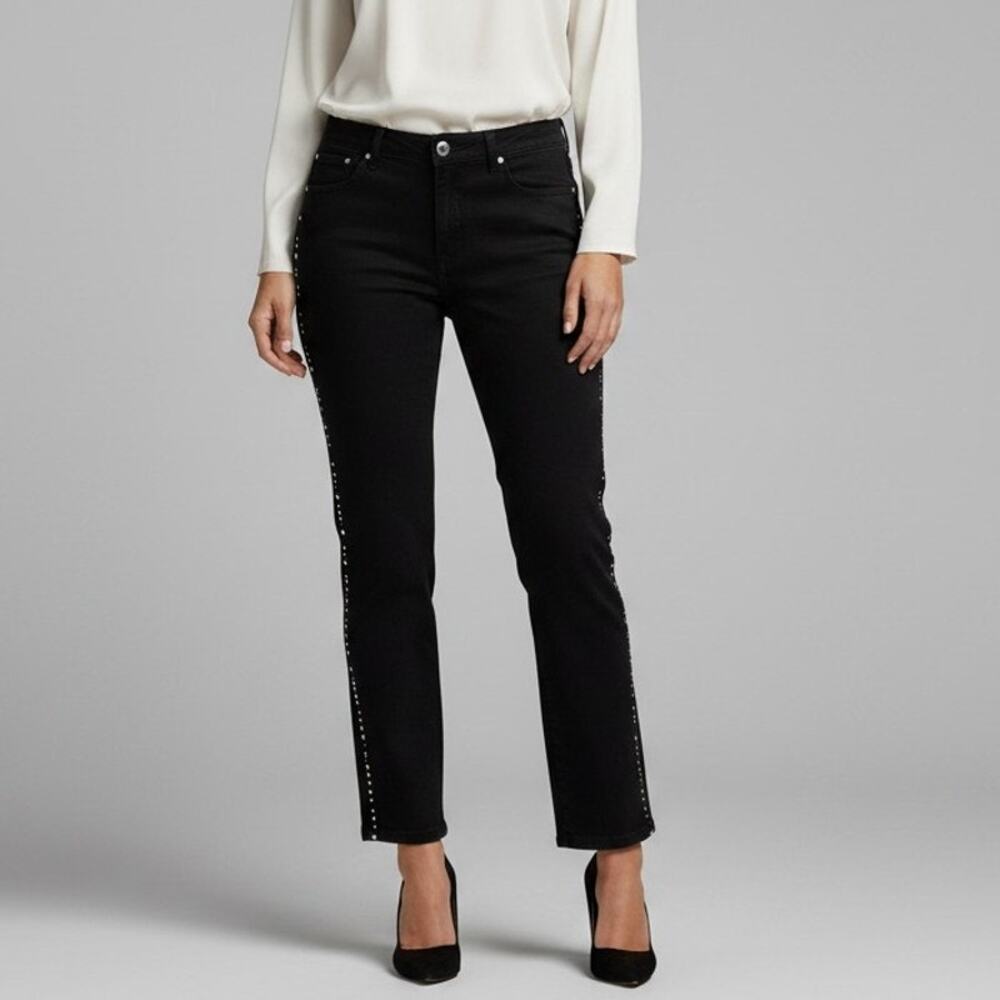 Vtg Western Ethics Jeans High Waist Black with Rhinestones Sz 18W Womens 90s Mom